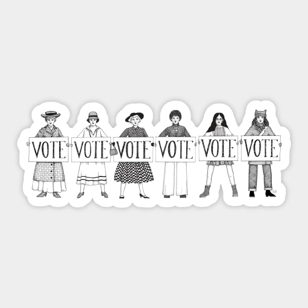 Women Voting Through the Decades Sticker by JCPhillipps